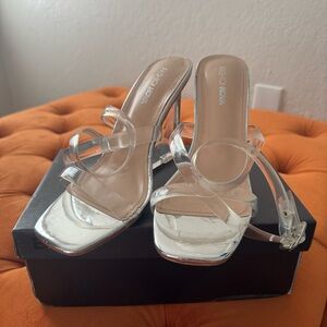 Fashion Nova Transparent Strap Heels